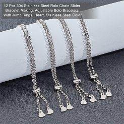 12 Stück 304 Edelstahl Rolo Kette Schieber Armbandherstellung&nbsp;AJEW-NB0003-63