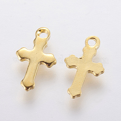 Petites breloques en forme de croix en acier inoxydable 304&nbsp;A-STAS-F201-01G