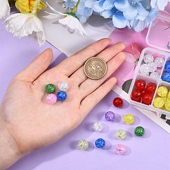 80pcs 8 Farben transparentes Knisterglas runde Perlenstränge&nbsp;CCG-SZ0001-09
