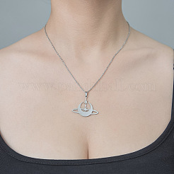 Collana con ciondolo pianeta in acciaio inossidabile 201 anti-ossidazione&nbsp;NJEW-OY002-30