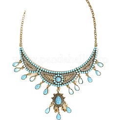 Ethno-Stil Legierung Strass & Synthese Türkis Ohrringe & Halsketten Sets für Frauen&nbsp;FS-WG42FFB-01