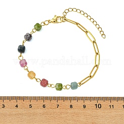 Würfelförmige natürliche Turmalinperlen Gliederarmbänder&nbsp;BJEW-JB13903-01