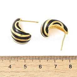Orecchini a bottone in ottone smaltato&nbsp;EJEW-B120-02G-03