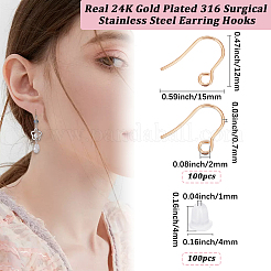 100 crochet de boucle d'oreille en acier inoxydable chirurgical 316&nbsp;STAS-BBC0010-63G