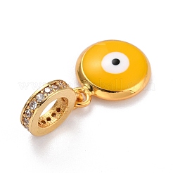 Ciondoli pendenti europei in ottone con micro pavé di zirconi chiari&nbsp;ZIRC-L097-049C-G01