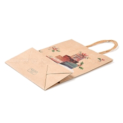 Kraftpapiertüten mit weihnachtlichem Aufdruck und Griffen&nbsp;ABAG-M008-08D