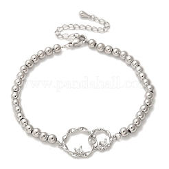 Messing-Armbänder mit runden Perlen&nbsp;BJEW-H627-01P