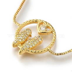 Gestellplattierung Messing Pavé klare Zirkonia Box Kette Vögel mit Ring Link Slider Armbänder&nbsp;BJEW-H614-04G