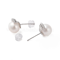 925 orecchino a bottone in argento sterling&nbsp;EJEW-H002-15P