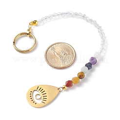 Ciondolo a forma di goccia e occhio in acciaio inossidabile 201 e 304 con tema chakra&nbsp;PALLOY-JF01199-04