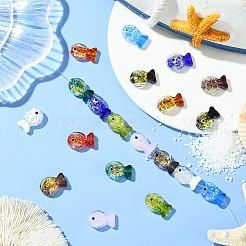 20 Stück 10 Farben handgefertigte Folien-Bunte Malerei-Fischperlen&nbsp;FOIL-CJ0001-13