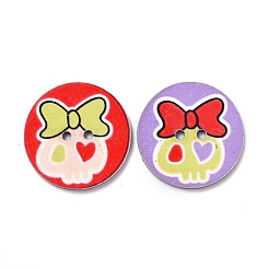 2-Loch flach rund mit schönen Schädelmuster Acrylknöpfe&nbsp;BUTT-F055-02-M
