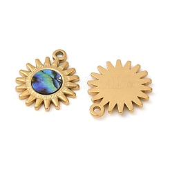 Anhänger aus natürlicher Paua-Muschel aus Edelstahl 304&nbsp;STAS-L288-16G-01