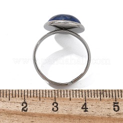 Halbrunde Fingerringe aus natürlichem Lapislazuli&nbsp;X-RJEW-M062-01P-04