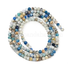 Natürlicher blauer Azurit in Calcitperlensträngen&nbsp;G-P618-3mm-01