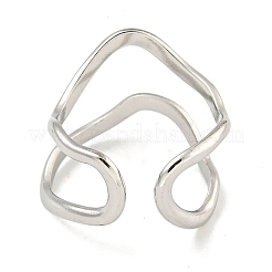 Anello polsino aperto irregolare in acciaio inossidabile 304 anti-ossidazione per donna&nbsp;RJEW-A043-26P