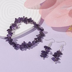 Natürliches Amethyst-Chips-Perlen-Schmuckset&nbsp;X-SJEW-JS01232-03