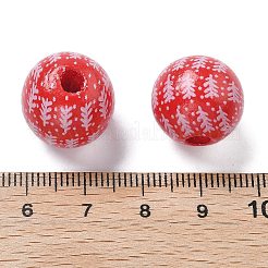 Cuentas europeas de madera de schima con estampado navideño&nbsp;WOOD-G023-18C