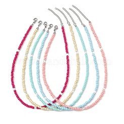 Colliers de perles de verre de 4 mm pour femmes&nbsp;NJEW-JN06543