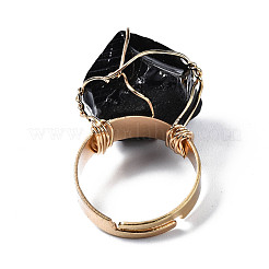 Verstellbare Fingerringe aus natürlichem Obsidian&nbsp;RJEW-T019-02A-KC