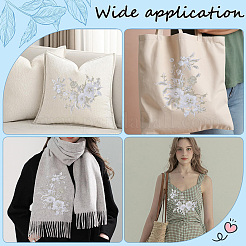 2 pièce d'ornements de broderie en polyester avec perles et fleurs 3D&nbsp;DIY-CY0003-64A