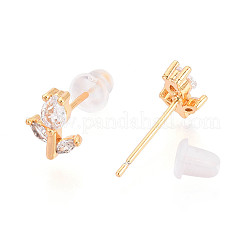 Ohrstecker aus Messing mit Mikropavé und klaren Zirkonia&nbsp;EJEW-T047-41G