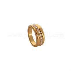 Fingerringe aus 304 Edelstahl und Kunstperlen&nbsp;FS-WGF26B8-03