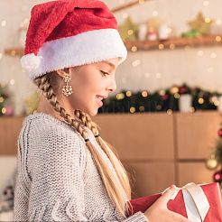 4 Paar 4 Farben Weihnachtsstern Legierung baumeln Ohrstecker für Frauen&nbsp;EJEW-AN0002-26