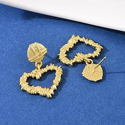 Boucles d'oreilles pendantes en forme de cœur en laiton&nbsp;EJEW-F400-21G