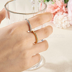 2 anello da dito in lega bicolore con strass di cristallo&nbsp;RJEW-TADJ0001-01D