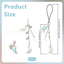 4 sangle mobile en verre et laiton et kit de décoration de prise et de pendentif anti-poussière pour téléphone portable&nbsp;HJEW-OC00029