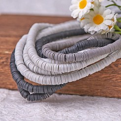 10 Strang 4 Farben flache runde handgemachte Polymer Clay Perlen&nbsp;CLAY-SZ0001-99