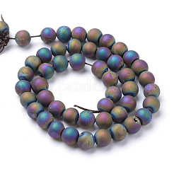 Hebras de cuentas de ágata de geoda druzy electrochapadas&nbsp;X-G-R345-8mm-59