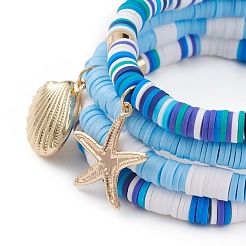 4 pièces 4 styles en argile polymère heishi perles ensembles de bracelets extensibles&nbsp;BJEW-JB05908