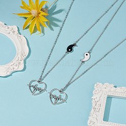 2 Uds 2 colores esmalte yin yang pareja collares conjunto&nbsp;NJEW-TA00045