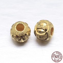 Rondelle placcate in vero oro 18k 925 perline testurizzate in argento sterling&nbsp;STER-M101-02-5mm