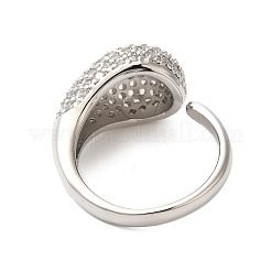 Bagues ouvertes en laiton en forme de larme avec micro pavé de zircons cubiques transparents pour femmes&nbsp;RJEW-A046-07P