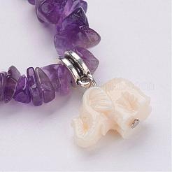 Braccialetti di fascino dell'elefante della resina&nbsp;BJEW-JB02911-03