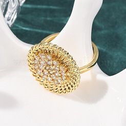 Messing Micro Pave Zirkonia Manschette offene Ringe&nbsp;RJEW-F204-05G