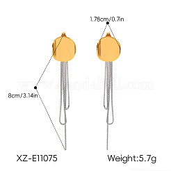 Pendientes de botón con borla de acero inoxidable 304 bicolor para mujer&nbsp;WGFF38F-01