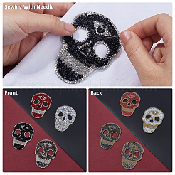 8 Stück Hotfix-Strass mit Totenkopfmotiv in zwei Farben (Heißkleber auf der Rückseite).&nbsp;DIY-FH0007-53
