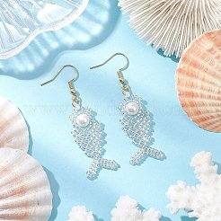 Pendientes colgantes con cuentas de vidrio en forma de espiga de pescado&nbsp;EJEW-MZ00439