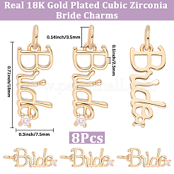 8pcs rack placage laiton micro pavé clair pendentifs zircone cubique&nbsp;KK-BBC0029-15