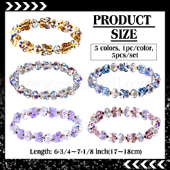 5 Stück Stretch-Armbänder mit Glasperlen in 5 Farben&nbsp;BJEW-HY0002-01