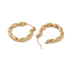 Pendientes de aro medio de acero inoxidable con forma de burbuja ovalada 201 para mujer&nbsp;EJEW-G385-35G