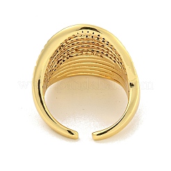 Gestellplattierung Messing Mikropflaster klare Zirkonia breite Manschettenringe für Frauen&nbsp;RJEW-C103-09G