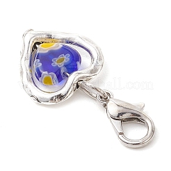 Herz-Anhängerdekorationen aus Millefiori-Glas und Legierung&nbsp;HJEW-JM02836