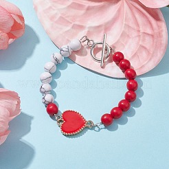 Bracciale a maglie a cuore in lega smaltata&nbsp;BJEW-JB09999-02