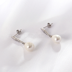 Boucles d'oreilles pendantes en laiton imitation perle en forme de larme&nbsp;RB9302