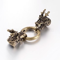 Tibetanischer legierter drachenkopf mit ringschiebetorfeder-ringringen&nbsp;PALLOY-E393-01